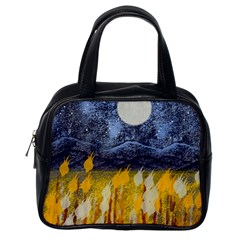 Blue And Gold Landscape With Moon Classic Handbags (one Side) by digitaldivadesigns