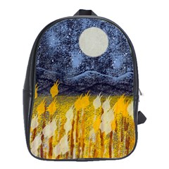 Blue And Gold Landscape With Moon School Bags(large)  by digitaldivadesigns