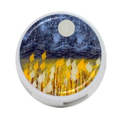 Blue And Gold Landscape With Moon 4-port Usb Hub (one Side) by digitaldivadesigns