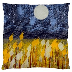 Blue And Gold Landscape With Moon Large Cushion Case (two Sides) by digitaldivadesigns