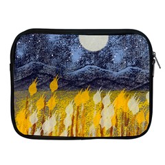 Blue And Gold Landscape With Moon Apple Ipad 2/3/4 Zipper Cases