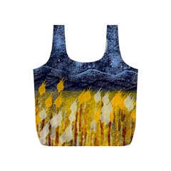 Blue And Gold Landscape With Moon Full Print Recycle Bags (s)  by digitaldivadesigns