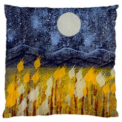 Blue And Gold Landscape With Moon Standard Flano Cushion Case (one Side) by digitaldivadesigns