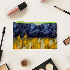 Blue And Gold Landscape With Moon Cosmetic Bag (xs) by digitaldivadesigns