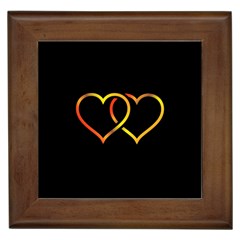 Heart Gold Black Background Love Framed Tiles