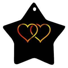 Heart Gold Black Background Love Ornament (Star)