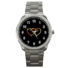 Heart Gold Black Background Love Sport Metal Watch