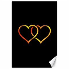 Heart Gold Black Background Love Canvas 12  X 18   by Nexatart