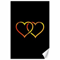 Heart Gold Black Background Love Canvas 24  X 36  by Nexatart