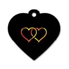 Heart Gold Black Background Love Dog Tag Heart (Two Sides)