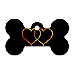 Heart Gold Black Background Love Dog Tag Bone (One Side)