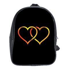 Heart Gold Black Background Love School Bags (XL) 