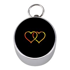 Heart Gold Black Background Love Mini Silver Compasses