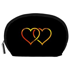 Heart Gold Black Background Love Accessory Pouches (Large) 