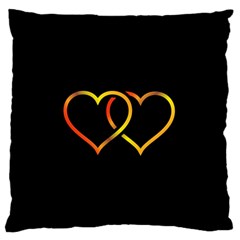 Heart Gold Black Background Love Large Flano Cushion Case (Two Sides)