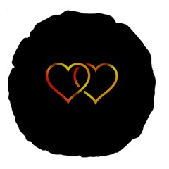 Heart Gold Black Background Love Large 18  Premium Flano Round Cushions