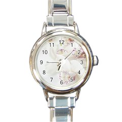 Orchids Flowers White Background Round Italian Charm Watch by Nexatart