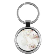 Orchids Flowers White Background Key Chains (round)  by Nexatart