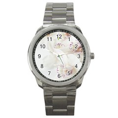 Orchids Flowers White Background Sport Metal Watch