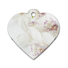 Orchids Flowers White Background Dog Tag Heart (one Side) by Nexatart