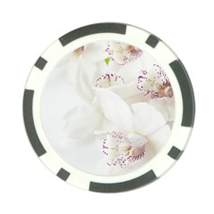 Orchids Flowers White Background Poker Chip Card Guard by Nexatart