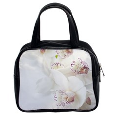 Orchids Flowers White Background Classic Handbags (2 Sides) by Nexatart