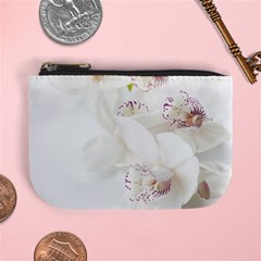 Orchids Flowers White Background Mini Coin Purses by Nexatart