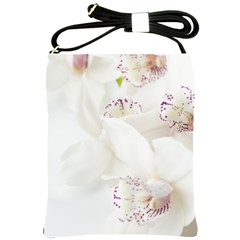 Orchids Flowers White Background Shoulder Sling Bags by Nexatart