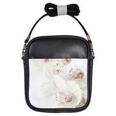 Orchids Flowers White Background Girls Sling Bags by Nexatart