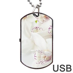 Orchids Flowers White Background Dog Tag Usb Flash (one Side)