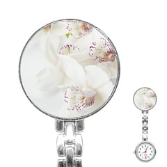 Orchids Flowers White Background Stainless Steel Nurses Watch by Nexatart