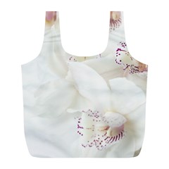 Orchids Flowers White Background Full Print Recycle Bags (l)  by Nexatart