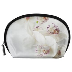 Orchids Flowers White Background Accessory Pouches (large)  by Nexatart