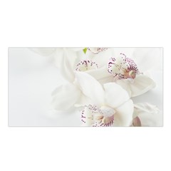 Orchids Flowers White Background Satin Shawl by Nexatart