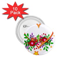 Heart Flowers Sign 1 75  Buttons (10 Pack) by Nexatart