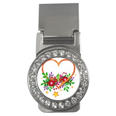 Heart Flowers Sign Money Clips (cz) 