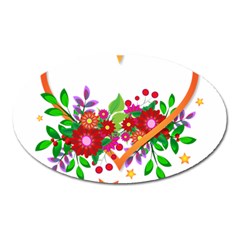 Heart Flowers Sign Oval Magnet