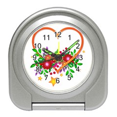 Heart Flowers Sign Travel Alarm Clocks by Nexatart