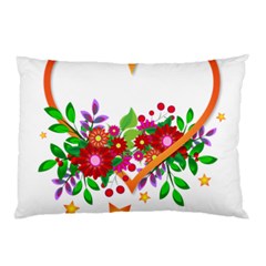 Heart Flowers Sign Pillow Case by Nexatart