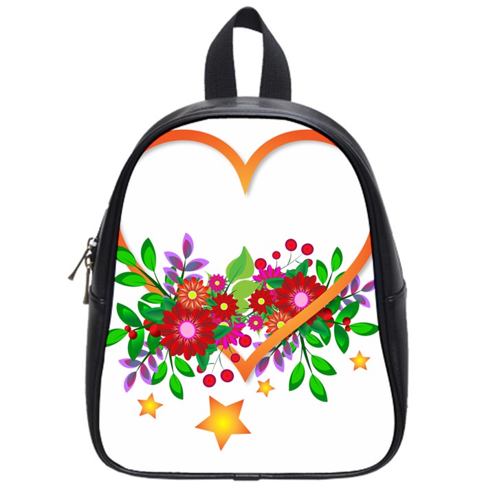 Heart Flowers Sign School Bags (Small) 