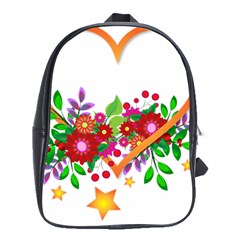 Heart Flowers Sign School Bags (xl)  by Nexatart