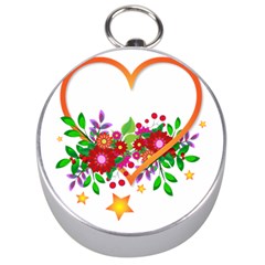 Heart Flowers Sign Silver Compasses by Nexatart