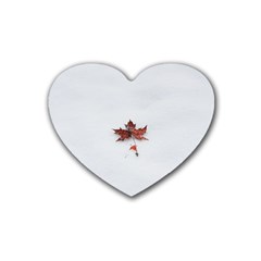 Winter Maple Minimalist Simple Rubber Coaster (heart)  by Nexatart