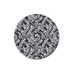 Gray Scale Pattern Tile Design Rubber Round Coaster (4 Pack)  by Nexatart