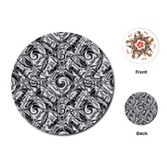 Gray Scale Pattern Tile Design Playing Cards (round)  by Nexatart