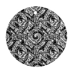 Gray Scale Pattern Tile Design Round Ornament (two Sides) by Nexatart