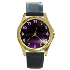 The Northern Lights Nature Round Gold Metal Watch by Nexatart