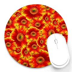 Gerbera Flowers Nature Plant Round Mousepads by Nexatart