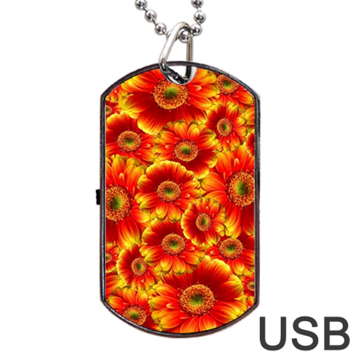 Gerbera Flowers Nature Plant Dog Tag USB Flash (One Side)