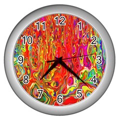 Background Texture Colorful Wall Clocks (silver)  by Nexatart